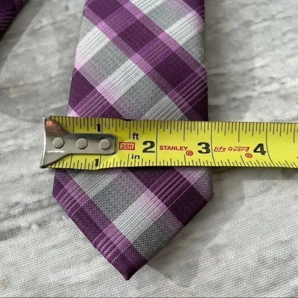 Van Heusen Tie Purple Grey Plaid New NWOT Necktie